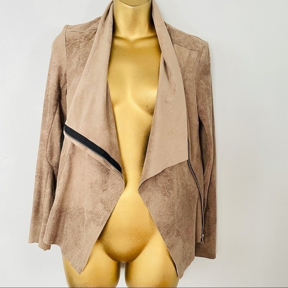 Zara Tan Moto Suede Jacket Size XS | Minimal Chic Fall 2025 Streetwear - Picture 3 of 7
